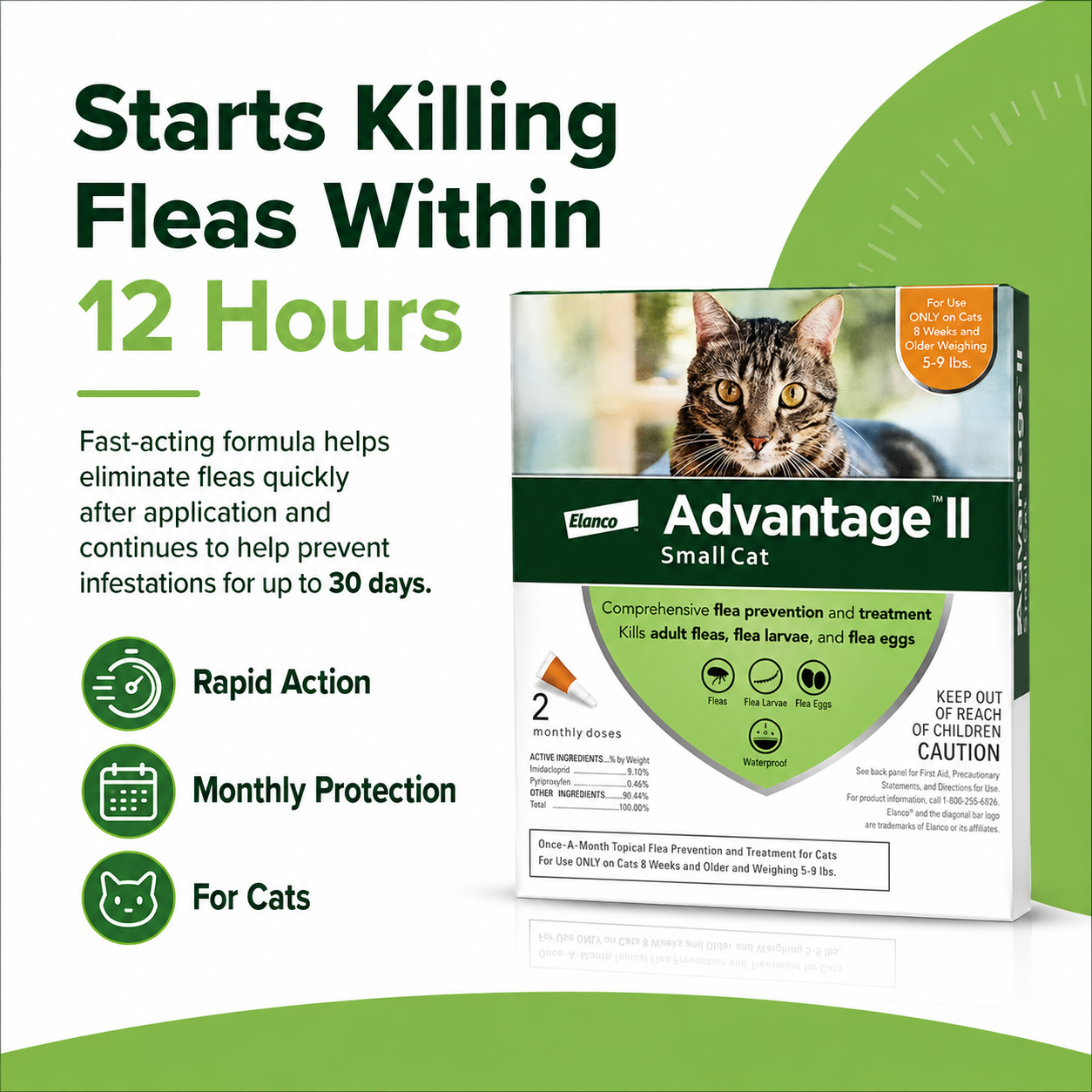 Cat Drops Type Flea Treatment Agent (0.4ml/0.8ml)/Flea Removal Flea Medicine Elanco Advantage II