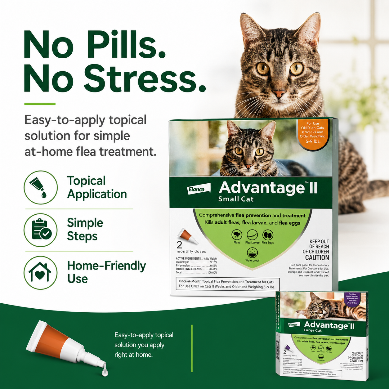 Cat Drops Type Flea Treatment Agent (0.4ml/0.8ml)/Flea Removal Flea Medicine Elanco Advantage II