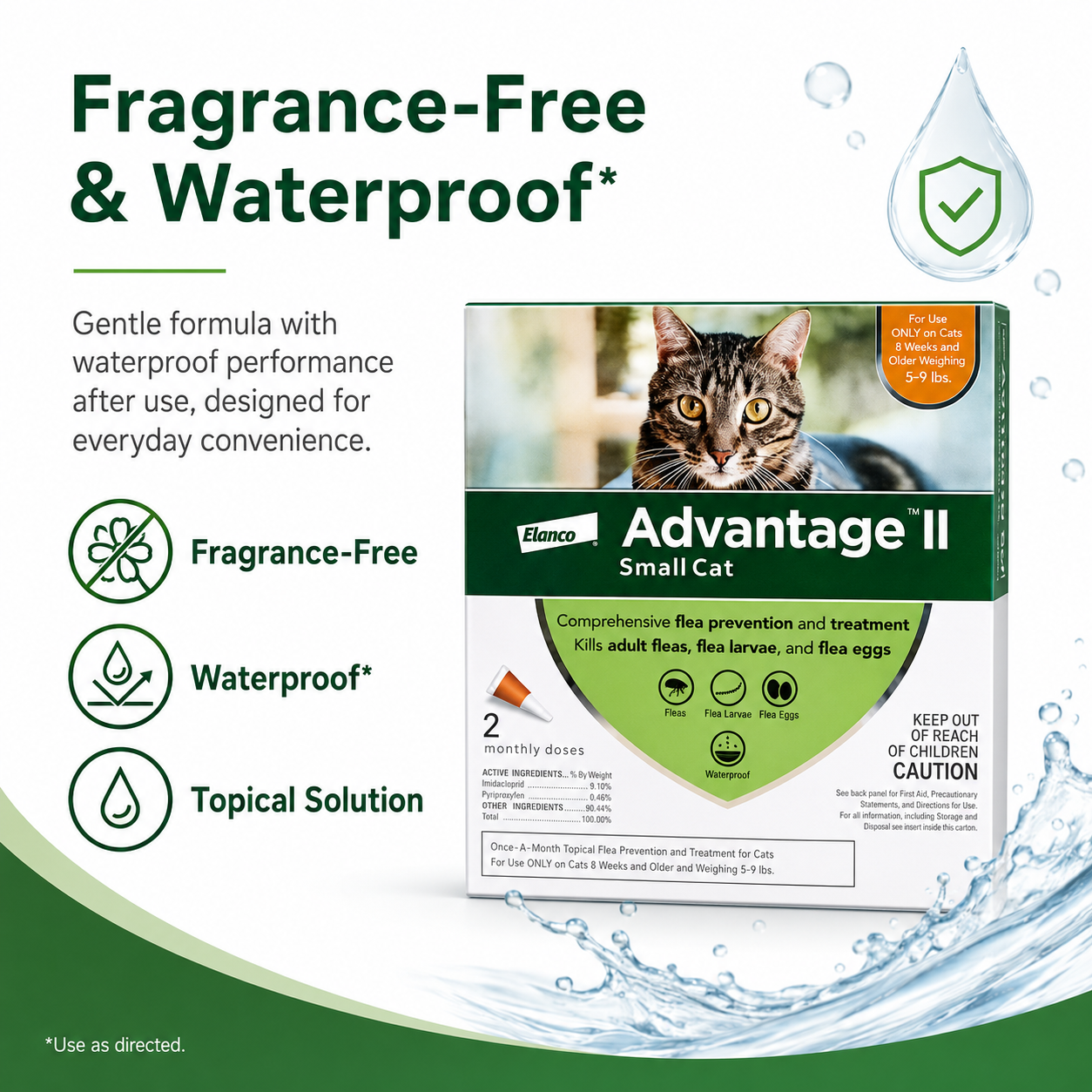 Cat Drops Type Flea Treatment Agent (0.4ml/0.8ml)/Flea Removal Flea Medicine Elanco Advantage II