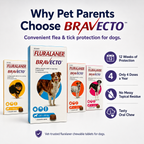 Bravecto Chewable for Dogs | Flea Tick Lice Mite Support | 12 Weeks Long-Lasting Pet Care