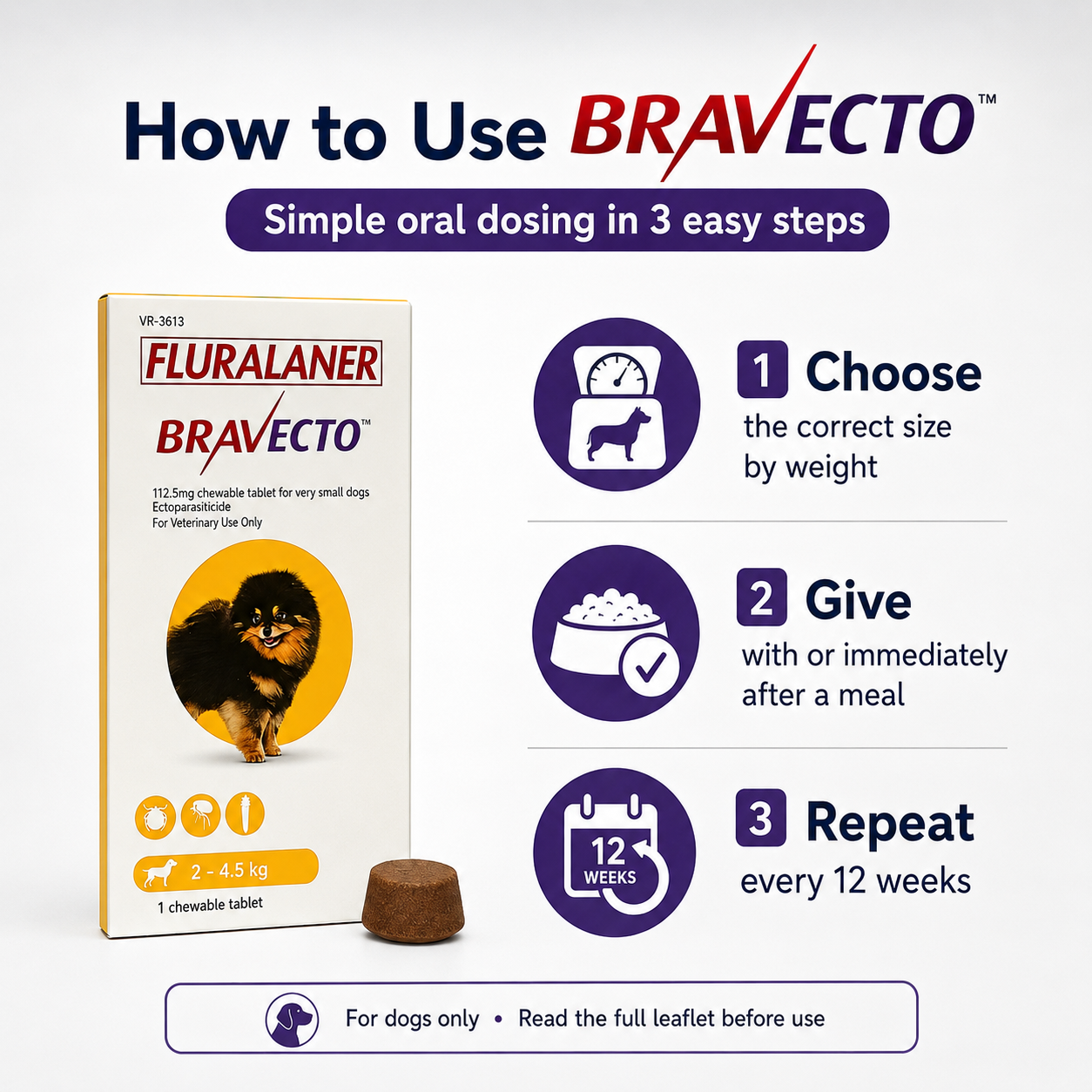Bravecto Chewable for Dogs | Flea Tick Lice Mite Support | 12 Weeks Long-Lasting Pet Care