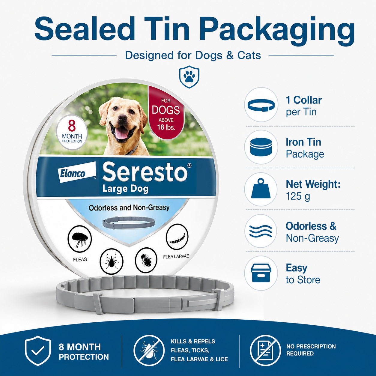 Elanco Seresto Flea & Tick Treatment & Prevention Collar For Dog And Cat Vet-Recommended