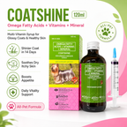 Coatshine 120mL Multi Vitamin Syrup Coat Skin for Dog Cat Omega Fatty Acids + Vitamins + Minertal