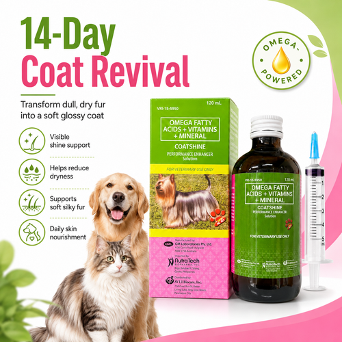 Coatshine 120mL Multi Vitamin Syrup Coat Skin for Dog Cat Omega Fatty Acids + Vitamins + Minertal