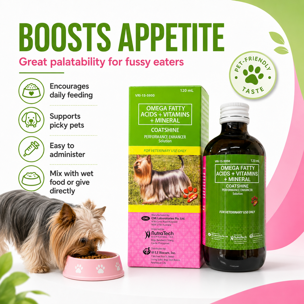 Coatshine 120mL Multi Vitamin Syrup Coat Skin for Dog Cat Omega Fatty Acids + Vitamins + Minertal