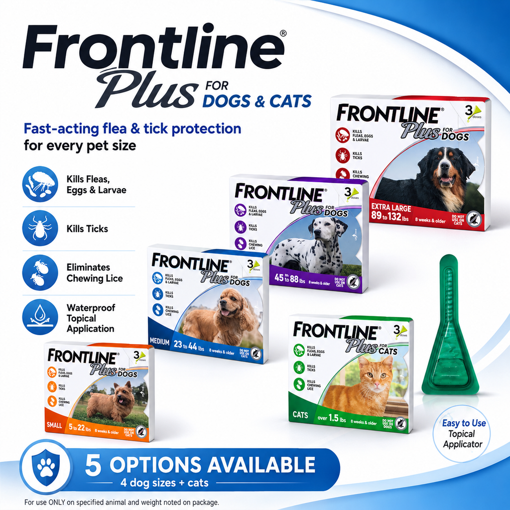 FRONTLINE Plus Deworming for Dogs Anti Ticks & Fleas Control for Dogs Repellent Anti-Flea 10-40kg