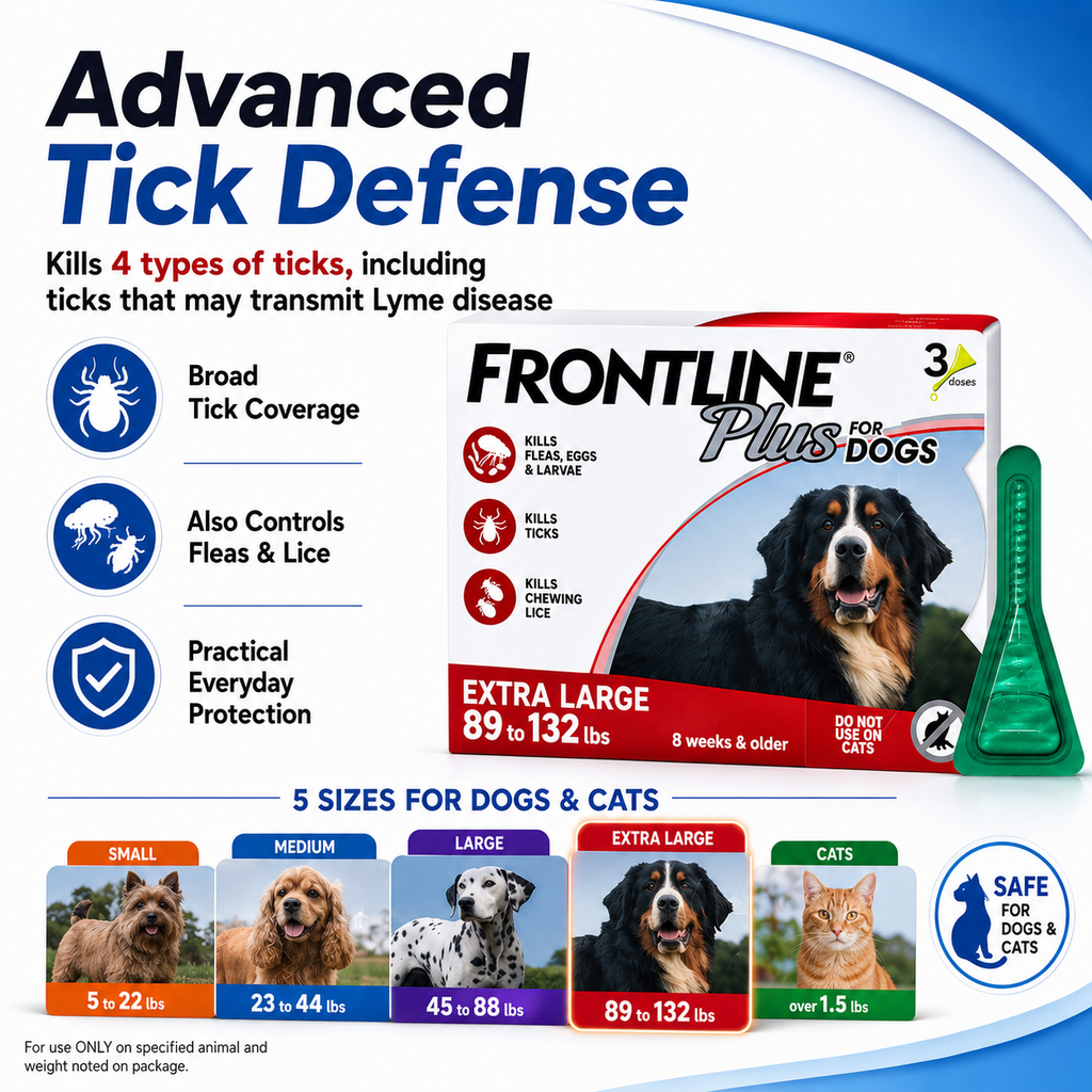 FRONTLINE Plus Deworming for Dogs Anti Ticks & Fleas Control for Dogs Repellent Anti-Flea 10-40kg