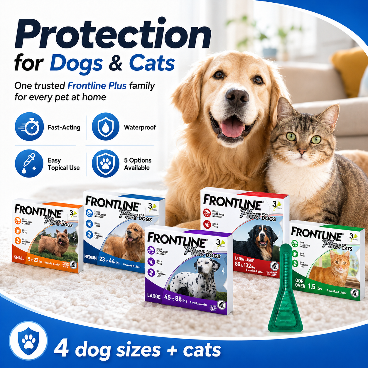 FRONTLINE Plus Deworming for Dogs Anti Ticks & Fleas Control for Dogs Repellent Anti-Flea 10-40kg